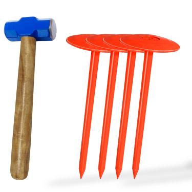 Imagem de FEBTECH - Marcador de tanque séptico – 8,9 cm x 17,78 cm – Marcadores de linha de propriedade adequados para proteger sua fossa séptica e limite de propriedade com marcador de tanque séptico sólido e resistente – Pacote com 4 peças + 1 martelo