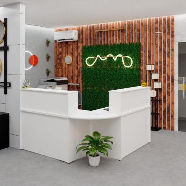 Imagem de Balcão Atendimento de Canto para Recepção 2 Gavetas Branco