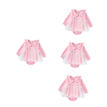 Imagem de GALPADA 4 Pcs roupas de casa de bebê Macacão de bebê de coral Roupa de bebê rosa chá de bebê roupa de menina traje de bebê meninas macacão para menina manga comprida Presente