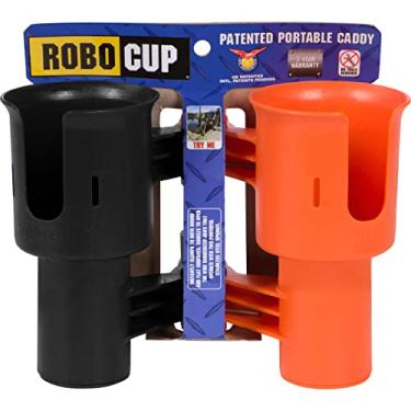 Imagem de ROBOCUP 12 cores, melhor suporte de copo para bebidas, vara de pesca, barco, cadeira de praia/carrinho de golfe/cadeira de rodas/andador/baquetas de bateria/suporte de microfone... (laranja e preto)
