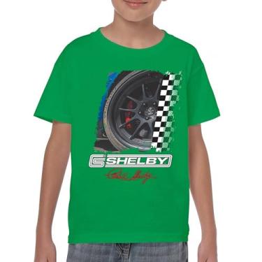 Imagem de Camiseta juvenil Shelby Wheel American Classic Muscle Car Racing Mustang Cobra GT500 Performance Powered by Ford Kids, Verde, G