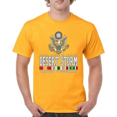 Imagem de Camiseta masculina Desert Storm Proud Veteran Army Gulf War Operation Served DD 214 Veterans Day Patriot, Amarelo, M