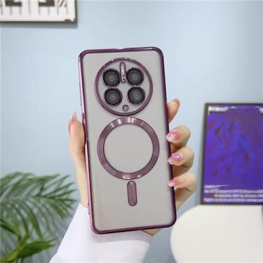 Imagem de Capa magnética de carregamento sem fio, capa transparente para huawei mate 50 pro 40 30 pro 20 p50 p40 p30 pro, roxo escuro, para p30 pro