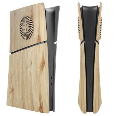 Imagem de Adequado para capa de painel de console PS5 Slim com aberturas de resfriamento, capa de reposição personalizada em ABS, à prova de arranhões e à prova de poeira. (edição digital, cor de madeira)