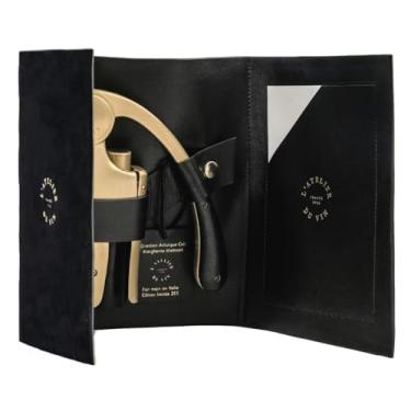 Imagem de L'atelier Du Vin Oeno Motion Conjunto de presente de saca-rolhas de alavanca nômade dourado - abridor de garrafa de vinho sommelier de luxo com estojo de couro preto premium para acessórios de degustação de vinhos, chave de vinho emblemática feita na França