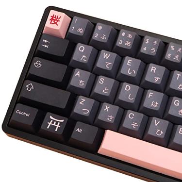Imagem de MOLGRIA Conjunto de 136 teclas Night Sakura para teclado de tamanho completo, teclas personalizadas com perfil cereja PBT estilo japonês com extrator de teclas para teclado Cherry MX 104/87/68/61 60%