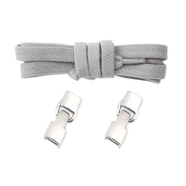 Imagem de Elastic Laces Sneakers Hook Locks Shoelaces Without Ties Wide Flats Creative No Tie Shoe Laces Kids Adult Shoelace (Color : Light gray)
