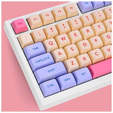 Imagem de KXRORS Teclas PBT 132 teclas rosa fofas teclas de sublimação de tinta conjunto de teclas de perfil XDA para teclados mecânicos Cherry Gateron MX Switches - teclas Marshmallow