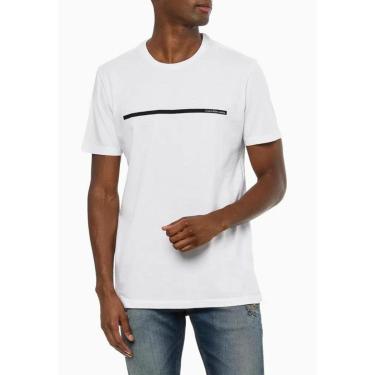 Imagem de Camiseta Masculina Calvin Klein Logo Palito Branco Branco GG-Masculino