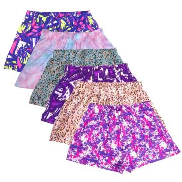 Imagem de Kit 6 Shorts Feminino Esportivo Treino Academia Estampado-Feminino