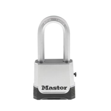 Imagem de Master Lock Cadeado prateado para uso externo, cadeado resistente ao clima com código redefinível e manilha de carboneto de boro resistente a cortes para uso ao ar livre, M176XDLH