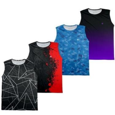 Imagem de Regata Masculina Estampada Esportiva Proteção UV50+ Kit 4-Masculino