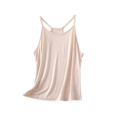 Imagem de Camiseta regata feminina com gola V é Ol E, alças finas, costas nadadoras, blusa respirável, Bege, M