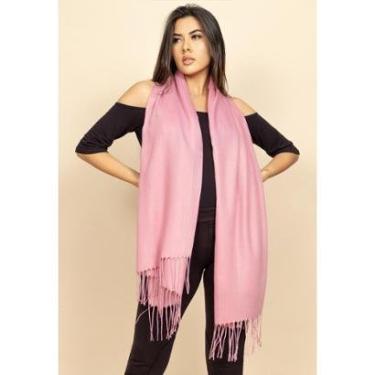 Imagem de Echarpe Lenço Feminino Liso com Franja Rosê - Único-Feminino