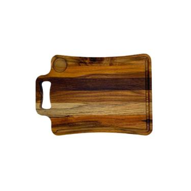 Imagem de Tábua de Cortar e Servir Cozinha com Alça em Madeira Teca