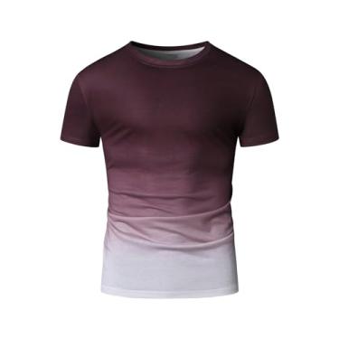 Imagem de SOLY HUX Camiseta masculina gradiente manga curta gola redonda camiseta verão, Ombre multicolorido, P