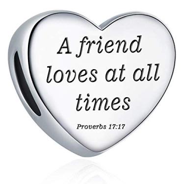 Imagem de Pingente de coração com pingente de Pandora Berloques Cristãos Verso da Bíblia Berloque de Oração Fé Religiosa Presentes para Mulheres, Small, Algodão