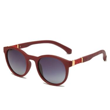 Imagem de 2024 Óculos de sol polarizados flexíveis redondos Mulheres Homens Pesca Condução Óculos de sol fotocromáticos Anti-reflexo Óculos de visão noturna, vermelho gradual cinza