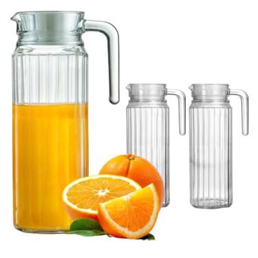 Imagem de KIT 3 Jarras Suíça de Vidro 1l com Tampa para Suco, Água e Refrigerante - 3 Unidades