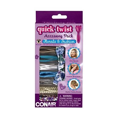 Imagem de Kit de acessórios para trança de cabelo Conair Quick Twist, Floral and Fashion