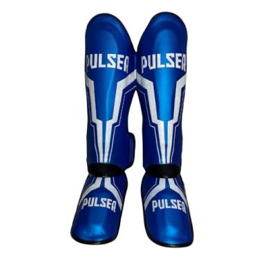 Imagem de Par Caneleira PU Muay Thai Mma Kickboxing Pulser Thunder (Iron Azul, G)