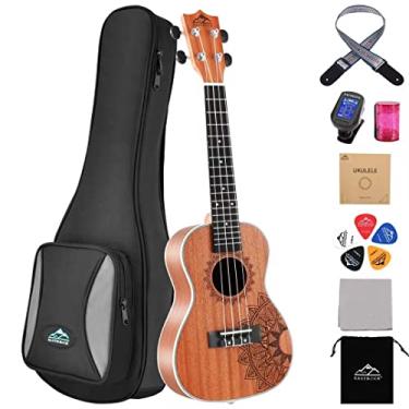 Imagem de EASTROCK Ukelele Sapele de concerto Ukelele Beginner 58.4 cm Ukulele Big Package Kit. Ukulele Ukalalee Adequado para adultos, iniciantes. (23-Sapele)