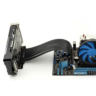 Imagem de lilila-ree Gaming PCIe 3.0 16x PCI-E Riser cabo de extensão GPU suporte gráfico flexível placa de cabo vertical 90 graus 20 cm (ângulo de 90 graus preto), GEN 3 x16 PCI Express