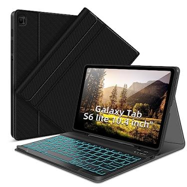 Imagem de Capa com teclado retroiluminado para Samsung Galaxy Tab S6 Lite de 10,4 polegadas, capa com teclado para Galaxy S6 Lite SM-P620/P625/P610/P613/P615/P619, capa protetora removível para tablet sem fio