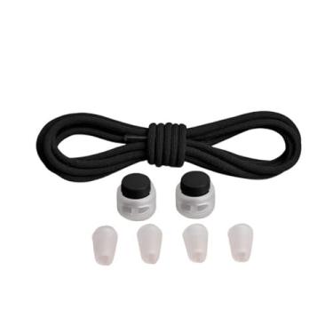Imagem de Cadarços Elásticos Para Tênis, Cadarços De Mola, Sem Amarração, Crianças, Adultos, Cadarços Rápidos, Elásticos, Redondos, Preguiçosos, Sapatos(Black)