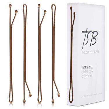Imagem de TSB Leeno Nº 3 Bronze Bob Pins Conjunto de 76 – 7,5 cm Projetado por especialistas em estilo para fixação firme – Retenção 3X, à prova de deslizamento, extra durável, qualidade premium – Revolucione