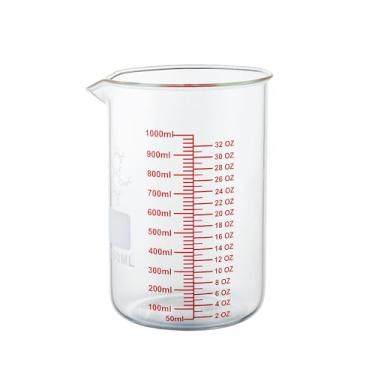 Imagem de Copo medidor de vidro de alto borossilicato - bico em forma de V, copo de medição de vidro de 1000 ml para cozinha ou restaurante, fácil de ler
