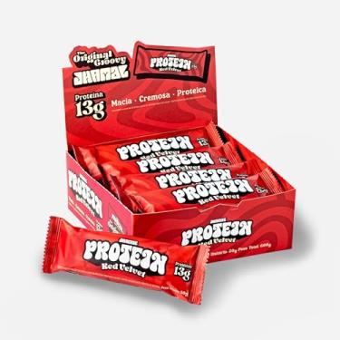 Imagem de JHAMAL Barra de Proteína Vegan Red Velvet - Cremosa, Saudável, Rica em Proteínas - Vegana, Sem Glúten, Sem Adição de Açúcar, Sem OGM - Caixa com 12 un, 600g