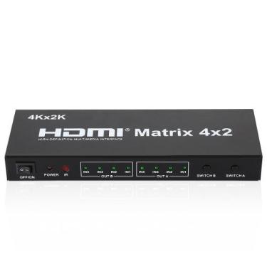 Imagem de Hdmi matrix 4x2 com controle remoto 4 em 2 out