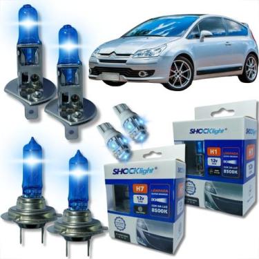 Imagem de Kit lâmpada shocklight super branca farol alto baixo e lanterna h1 h7 
