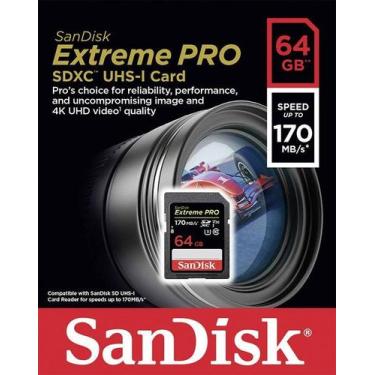 Imagem de Cartão de Memória SDXC 64GB Sandisk Extreme Pro 170MB/s