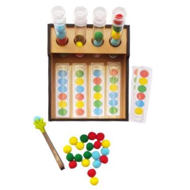Imagem de Sequência Lógica De Cores Em Mdf 20X17X5,5 Cm,  Pinça - Criativa Educa