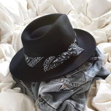 Imagem de Chapéu Preto Fedora com Bandana - Rei Look