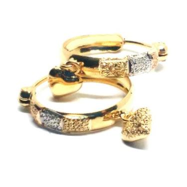 Imagem de Brinco de ouro 18k Argola Pequeno com pingente - Elegancy Joias