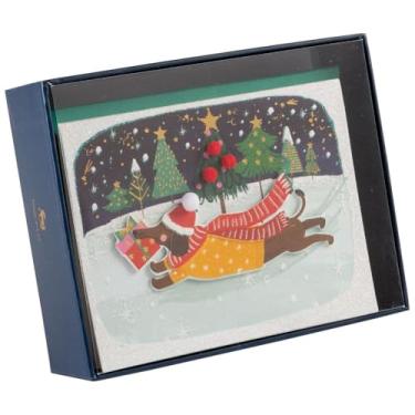 Imagem de NIQUEA.D Cartão de Natal, cachorro de corrida com presente, inclui um sentimento de Natal e envelope coordenado (NXB-0015)