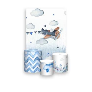 Imagem de Painel De Festa Vertical 1,50 x 2,20 + Trio De Capas Cilindro - Aviado