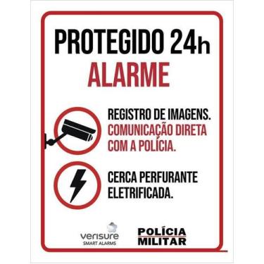 Imagem de Placa De Segurança - Protegido 24H Alarme Polícia (36X46) - Sinalizo