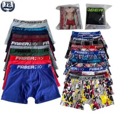 Imagem de Kit 10 Cuecas Masculinas Cueca Box Boxer Microfibra Adulto Faber - Fab