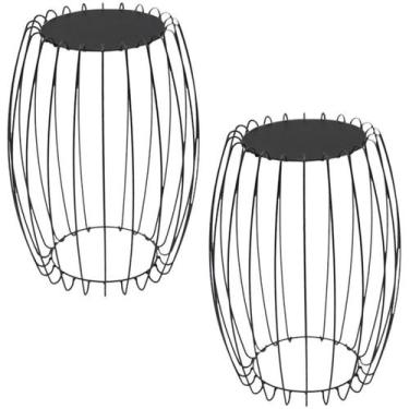 Imagem de Kit Mesa Apoio Lateral 43 cm Tampo Vidro Preto Base Metal Preto Nacc -