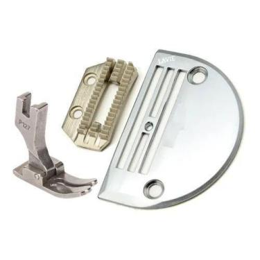 Imagem de Kit Chapa, dente e Calcador Pesado 4 Carreiras Máquina Reta Industrial