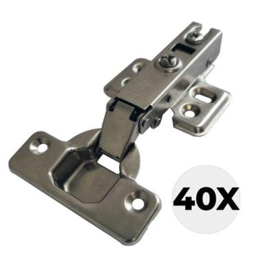 Imagem de Kit 40 Dobradiças 35Mm Retas Para Moveis Pistão Amortecedor - Rayco