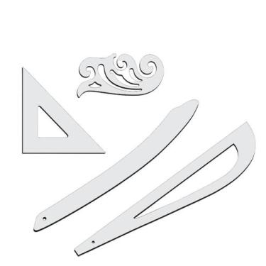 Imagem de Kit Réguas Corte Costura Modelagem Acrílico Costura Sn Fenix