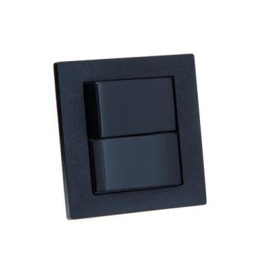 Imagem de Espelho Duplo Reto 2 Interruptores - CONNECT CAIXA TOMADA, Preto