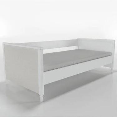 Imagem de Cama Babá Sofá Tudor Estofado Linho Cru - Timber Móveis, Branco