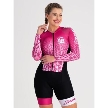 Imagem de Macaquinho De Ciclismo Feminino Manga Longa Savancini Infinity Dark Pi