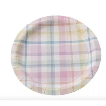 Imagem de 10 Pratos de Papel 18 cm Xadrez Candy Colorido Silver Festas - Inspire